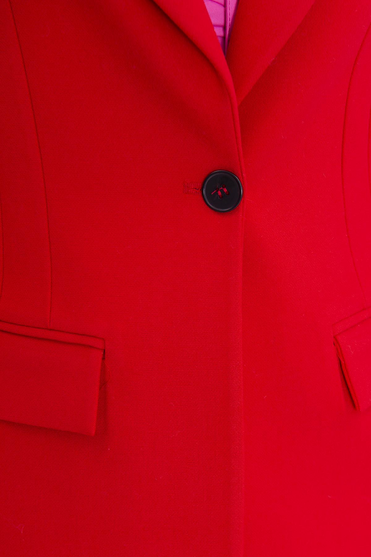Bayan Kırmızı Tek Düğme Kapama Klasik Ceket