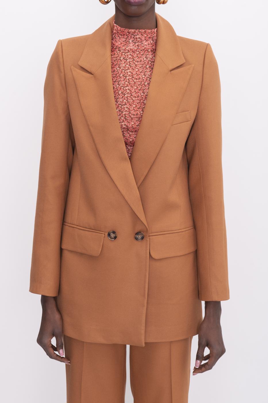 Female Cinnamon Double Breasted Blazer Jacket