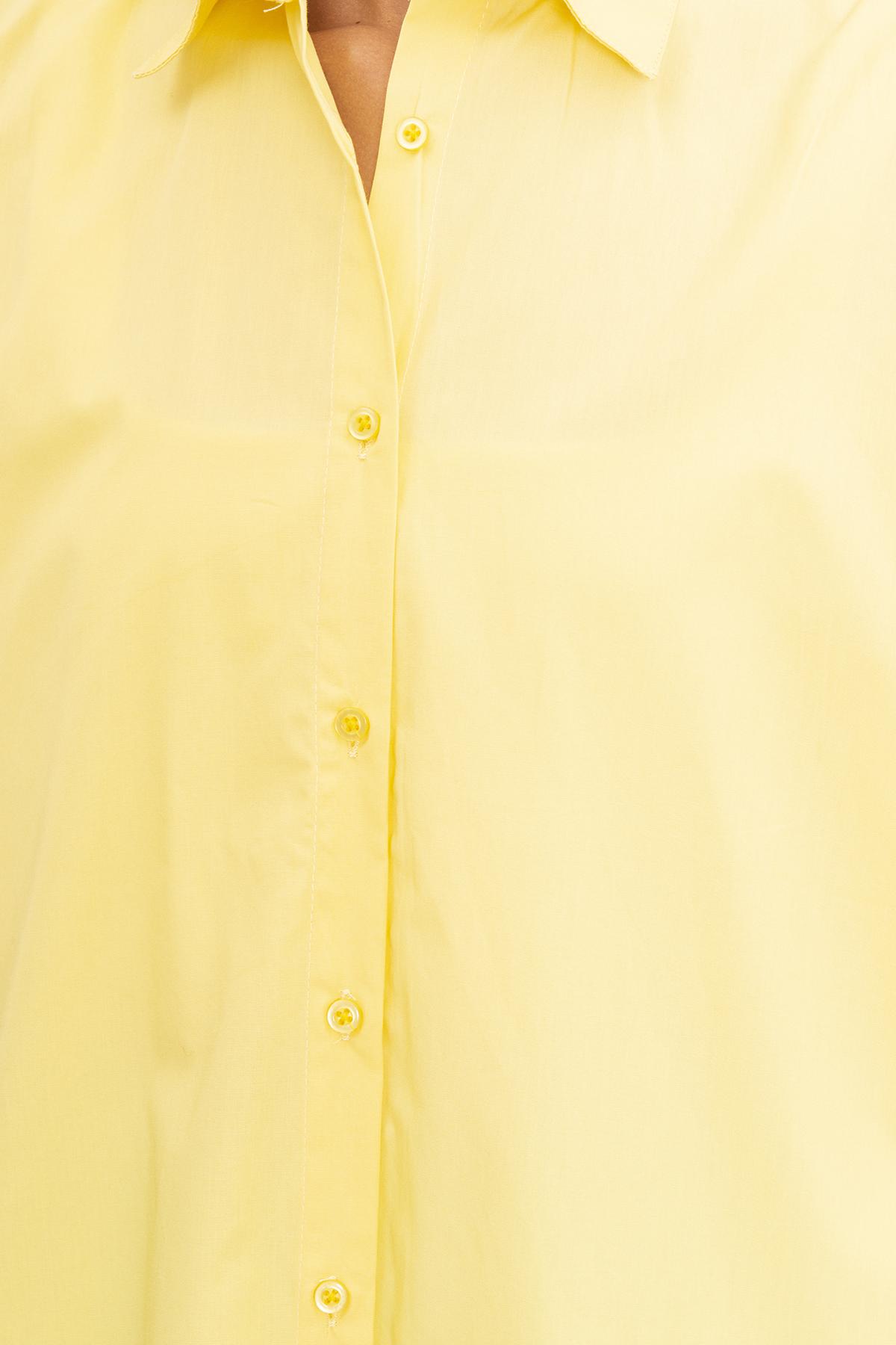 Bayan Sarı Poplin Uzun Gömlek