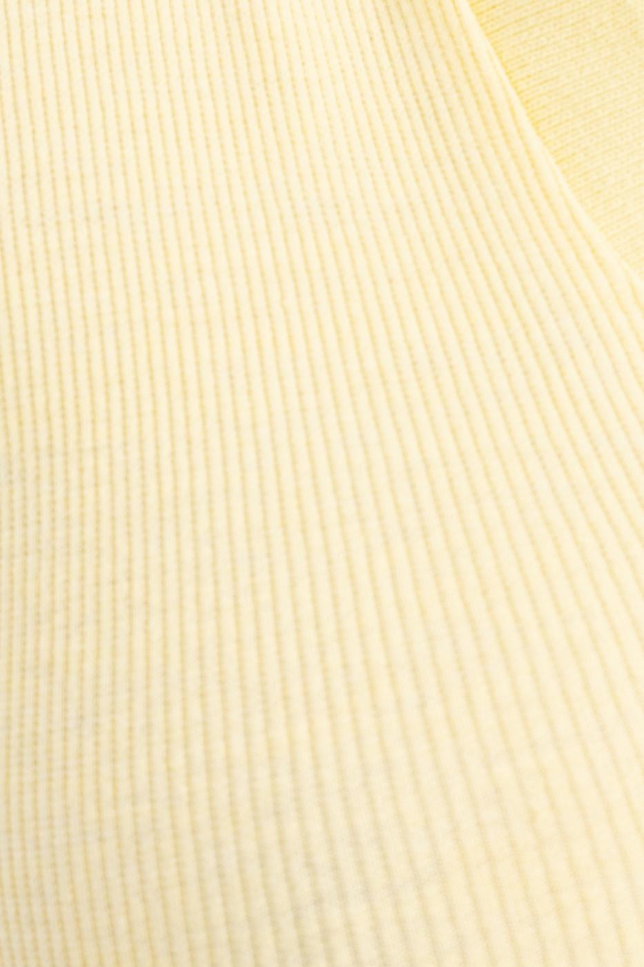 Bayan Sarı V Kesim Kısa Kol Polo Yaka Crop Body