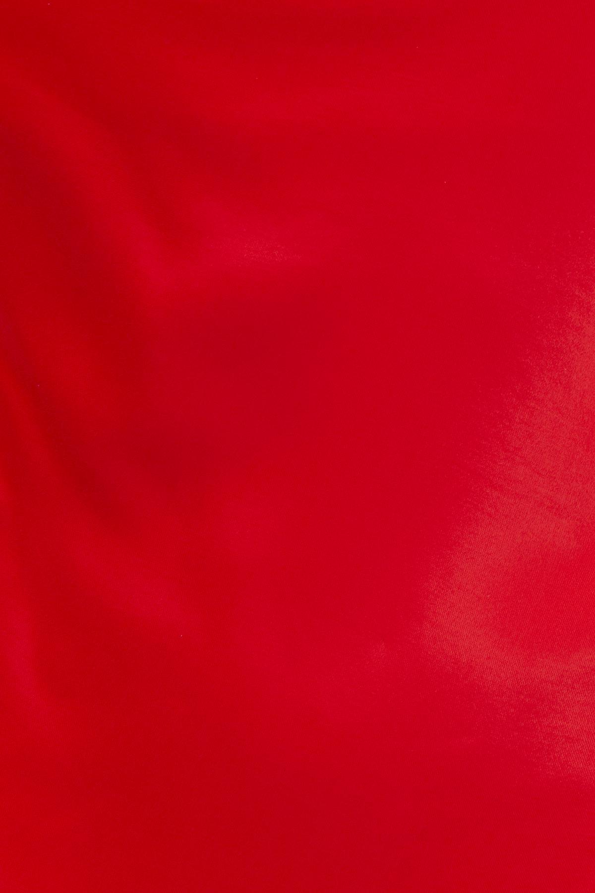Bayan Kırmızı Degaje Yaka Askılı Mini Elbise