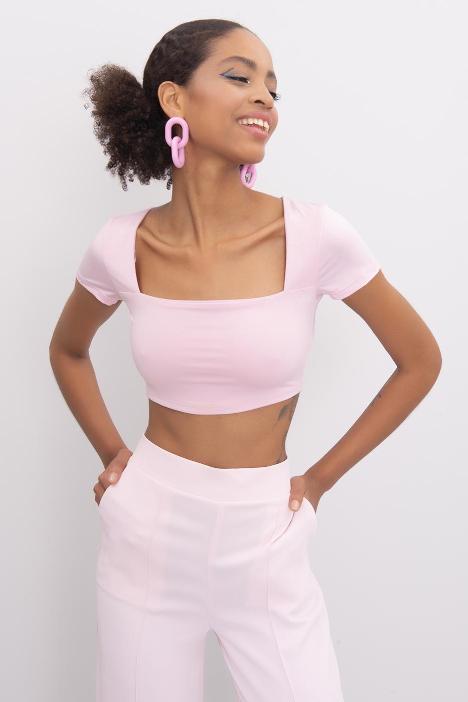 Bayan Pembe Kare Yaka Bustiyer