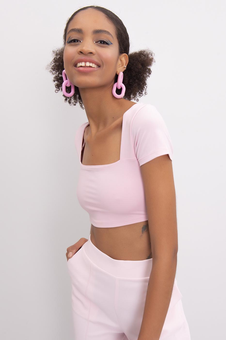 Bayan Pembe Kare Yaka Bustiyer