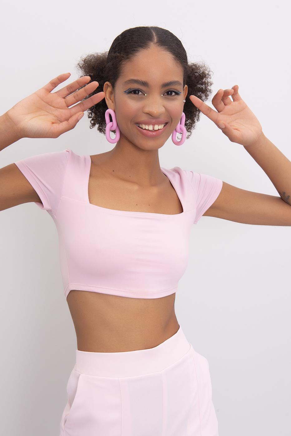 Bayan Pembe Kare Yaka Bustiyer