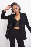 Female Black Double Breasted Blazer Jacket