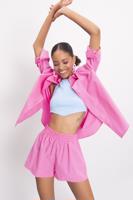 Female Fuschia Elasticated Waist Poplin Mini Shorts