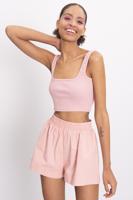 Female Rose Elasticated Waist Poplin Mini Shorts