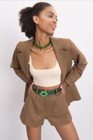 Female Brown Pleated Mini Short