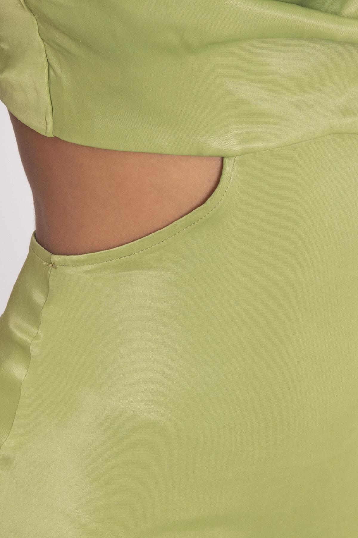 Bayan Yeşil Askılı Mini Elbise