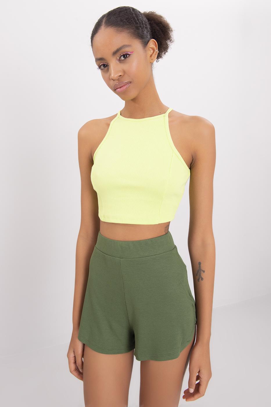 Bayan Yeşil Halter Yaka Crop Body
