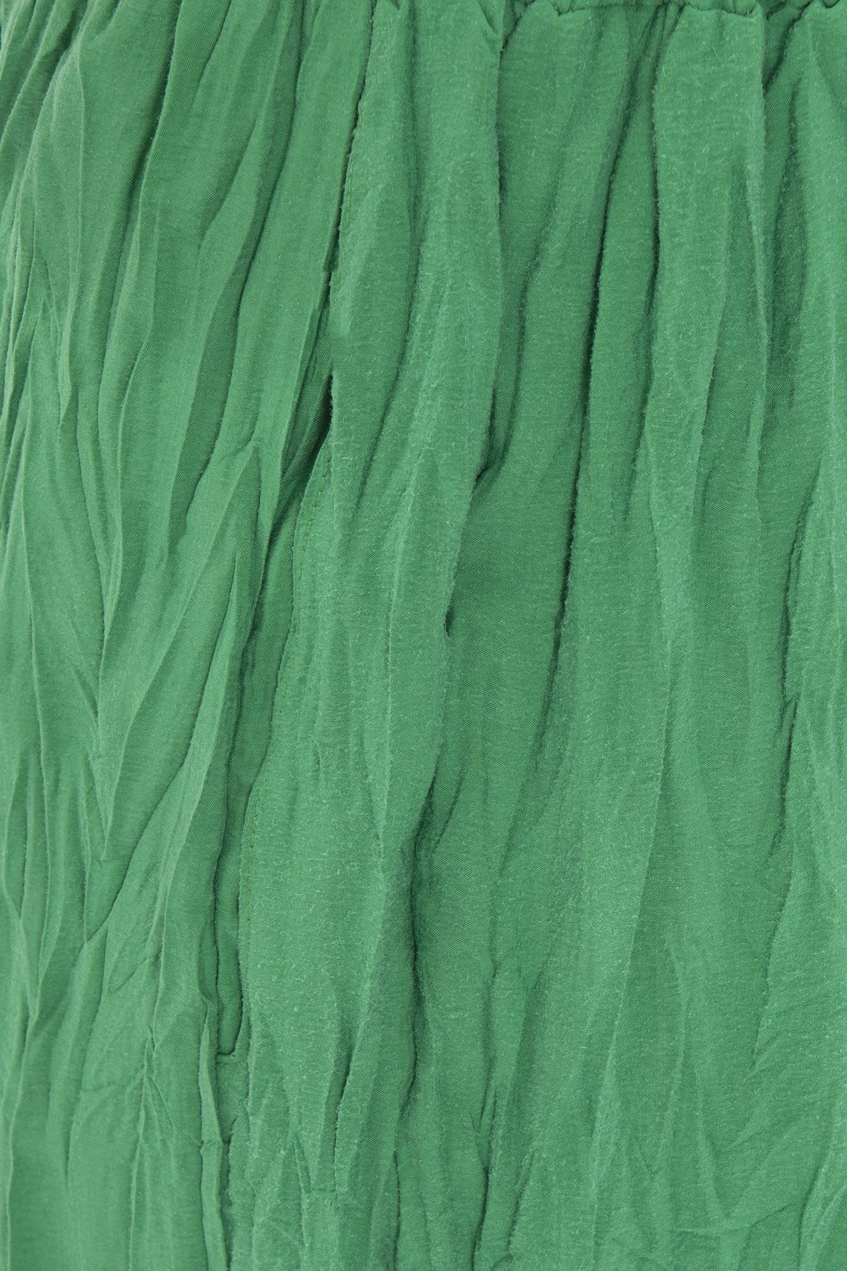 Bayan Yeşil Kraşlı Şalvar Pantolon