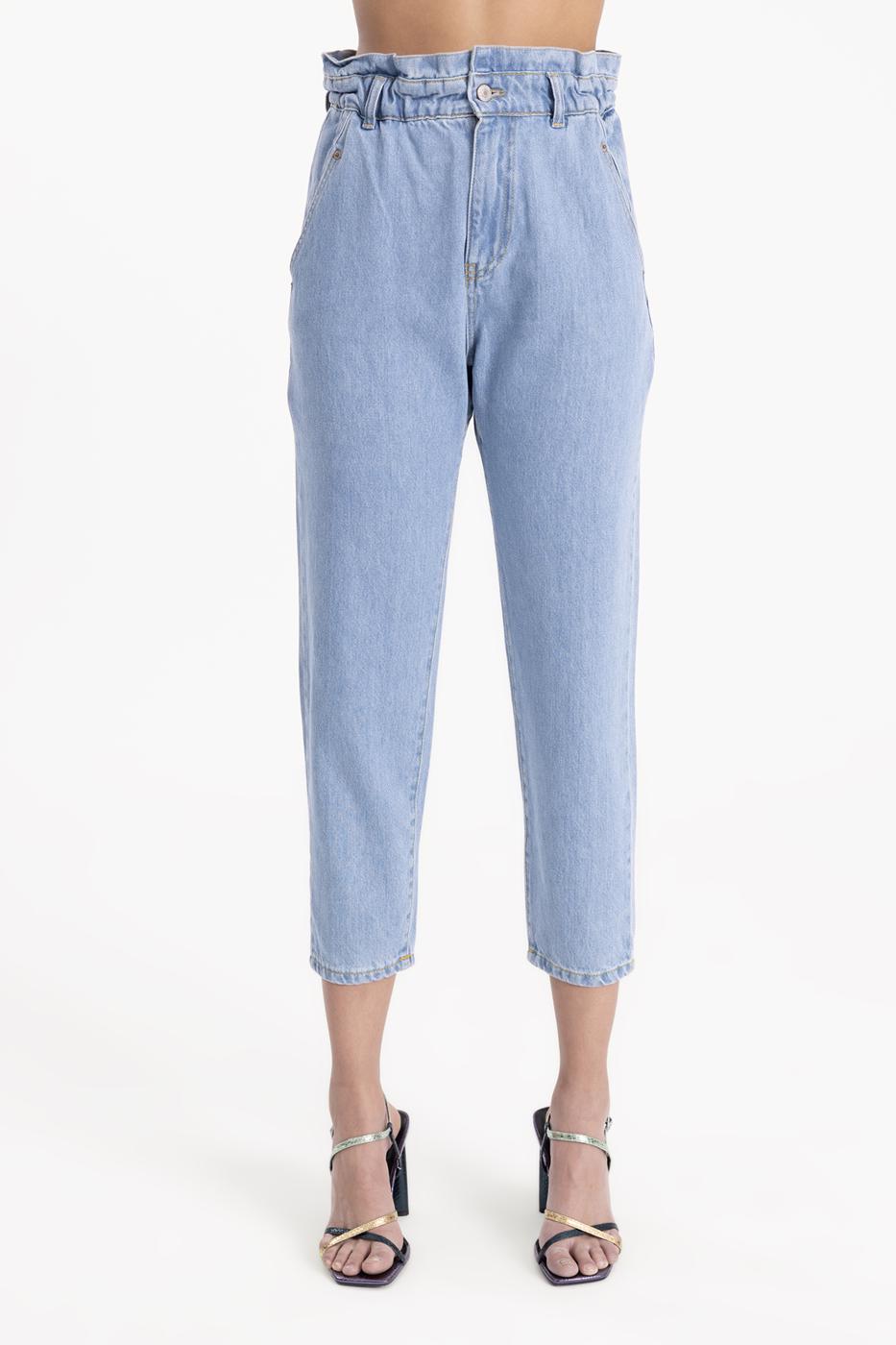 Bayan Mavi Baggy Denim Pantolon