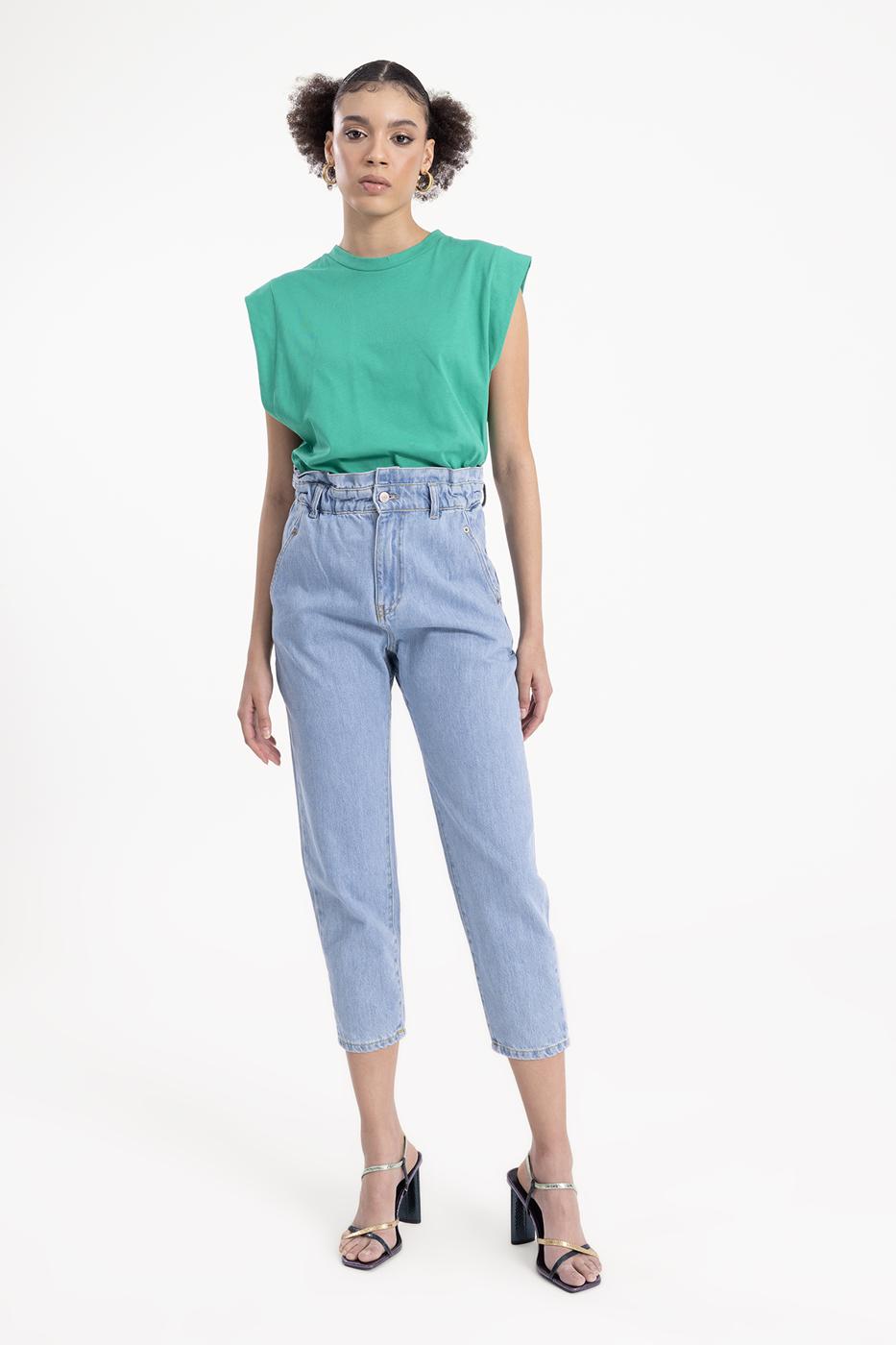 Bayan Mavi Baggy Denim Pantolon
