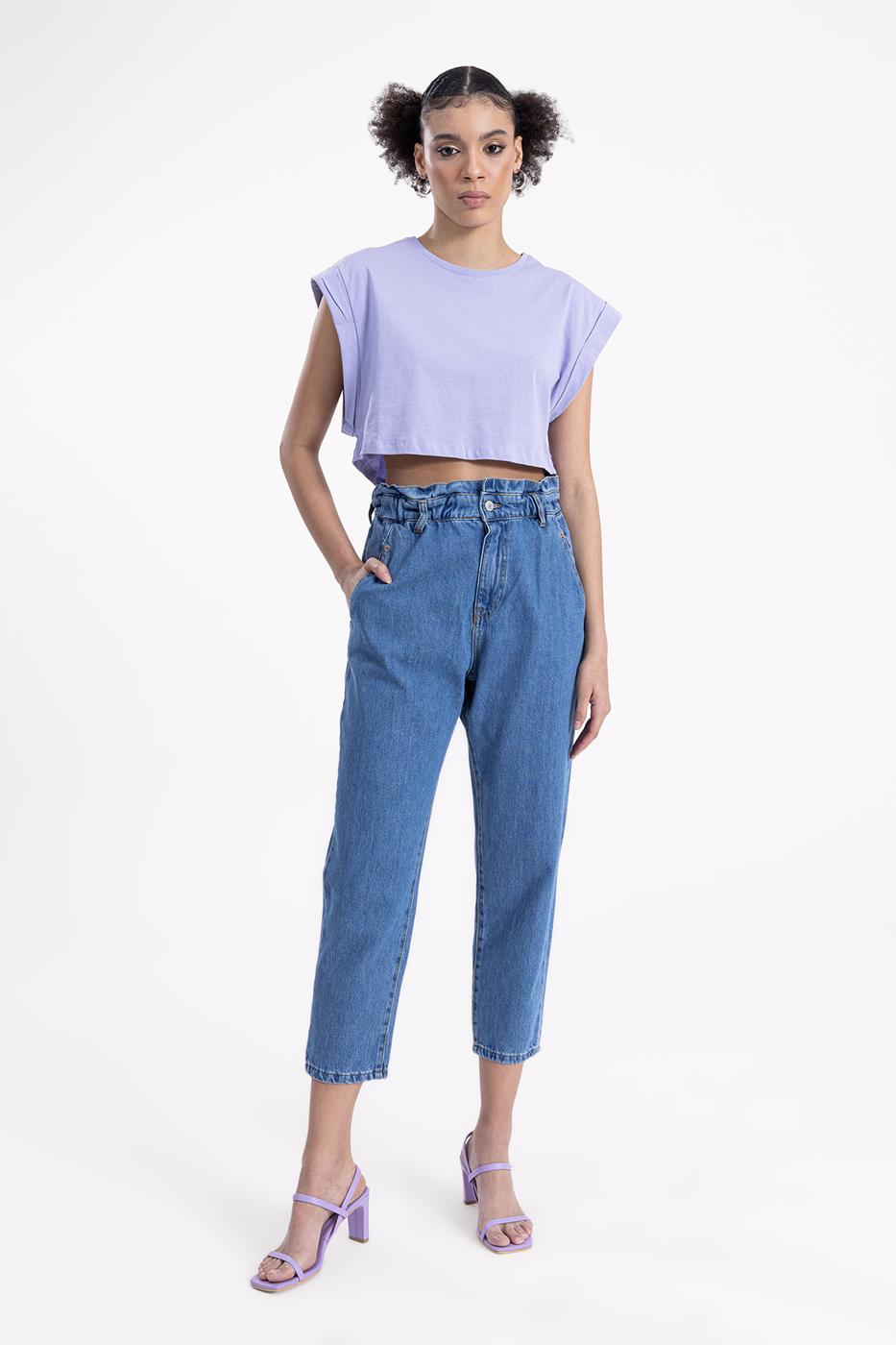 Bayan Mavi Baggy Denim Pantolon