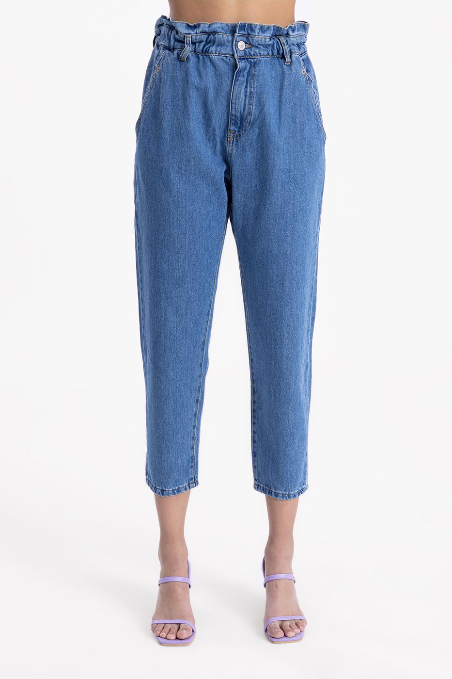Bayan Mavi Baggy Denim Pantolon