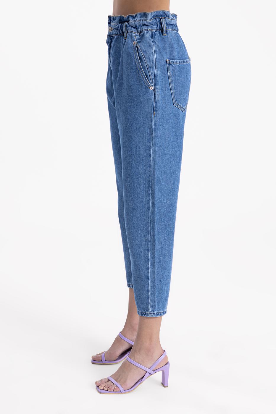 Bayan Mavi Baggy Denim Pantolon