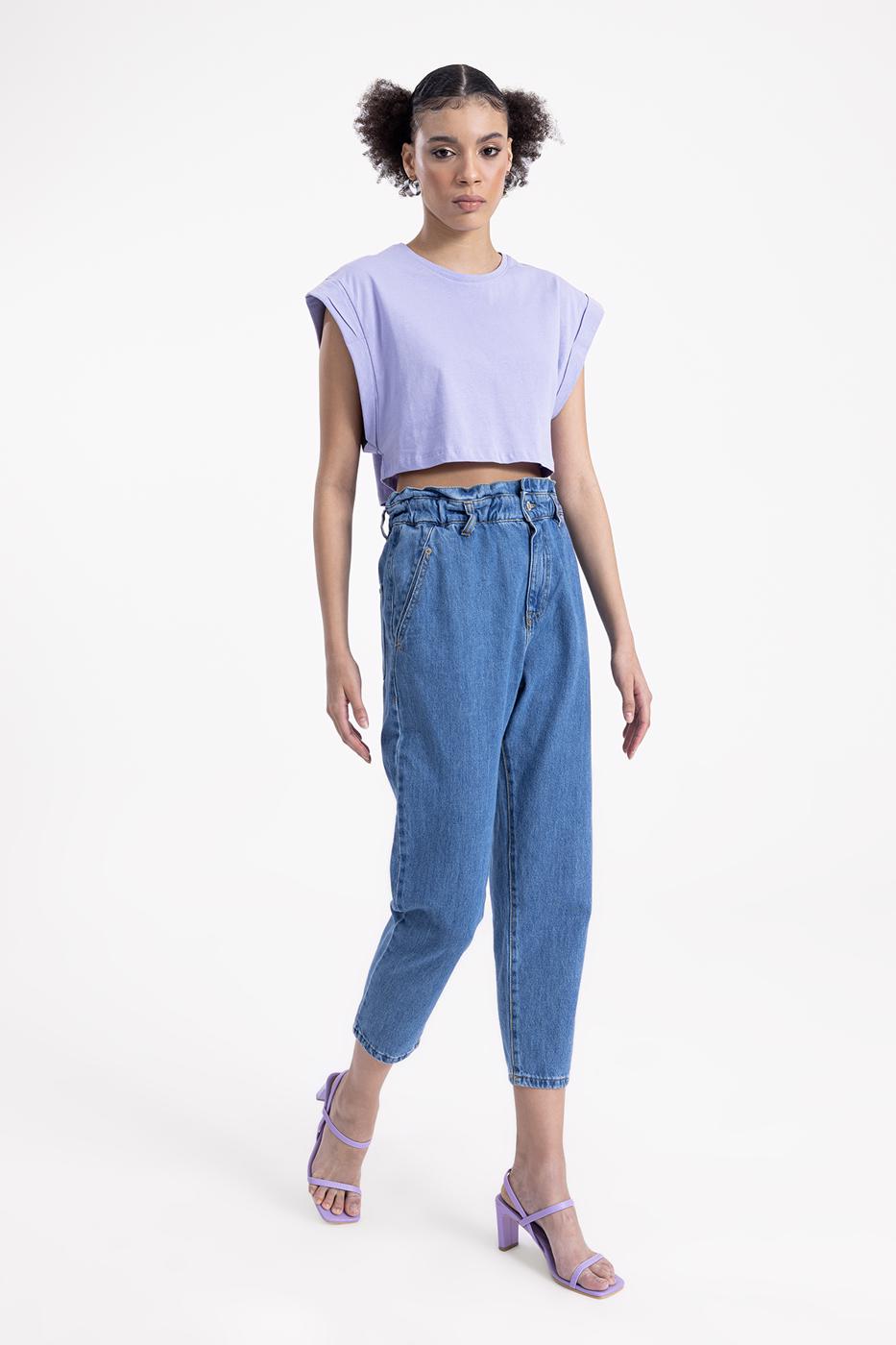 Bayan Mavi Baggy Denim Pantolon