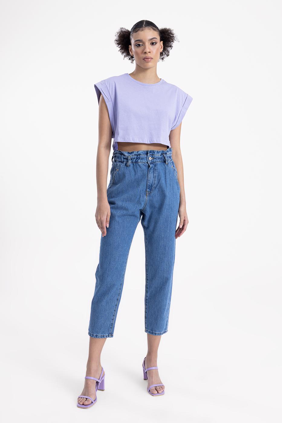 Bayan Mavi Baggy Denim Pantolon