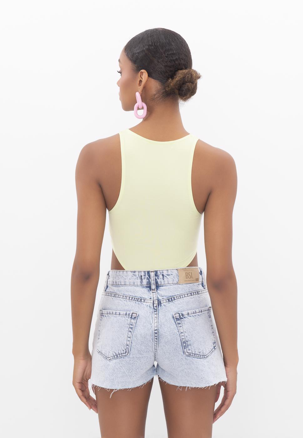 Bayan Mavi Asimetrik Palet Detaylı Mini Denim Şort