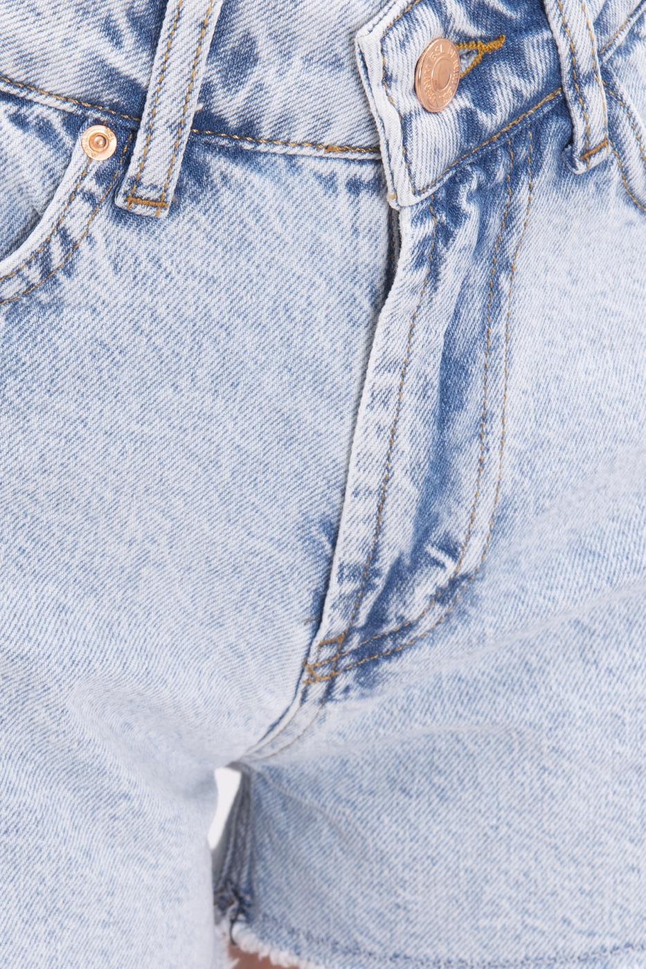 Bayan Mavi Pencereli Mini Denim Şort