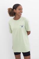 Bayan Yeşil Baskı Nakış Detaylı Basic Tshirt