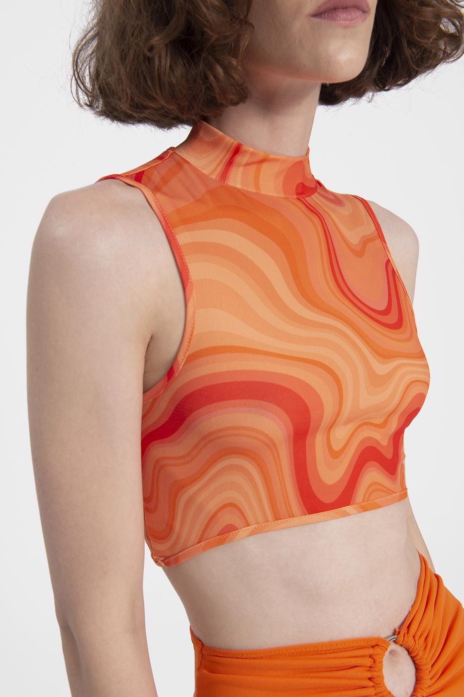 Bayan Kırmızı Kolsuz Crop Body