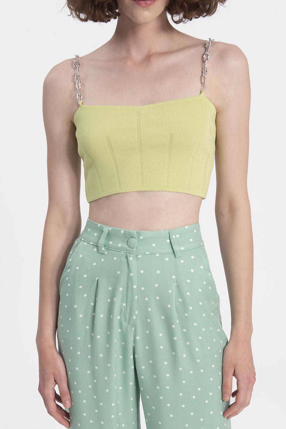 Bayan Yeşil Zincir Askılı Crop Body