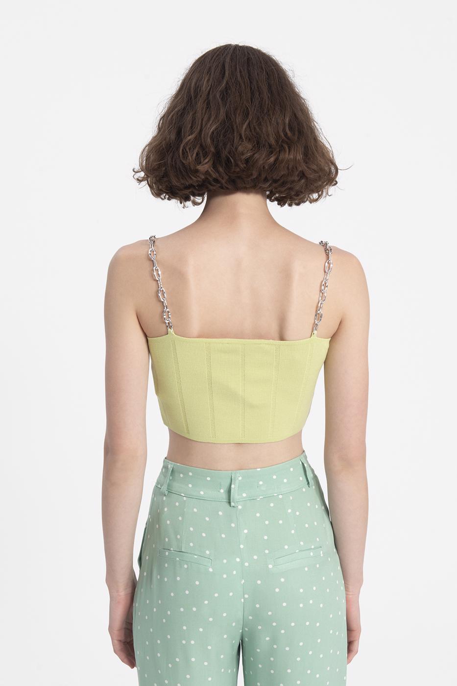 Bayan Yeşil Zincir Askılı Crop Body
