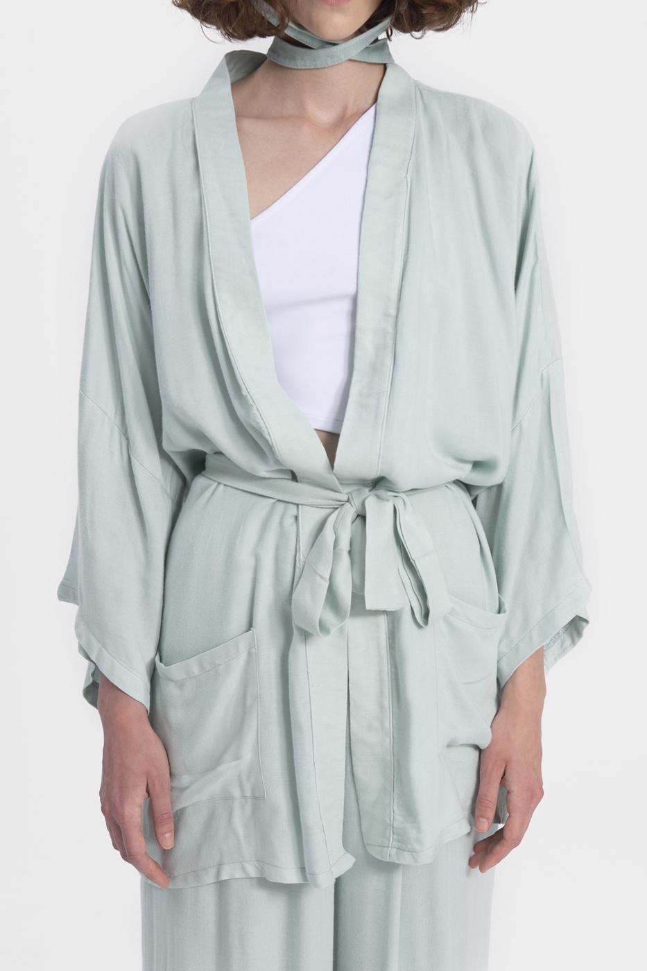 Bayan Yeşil Kısa Kimono