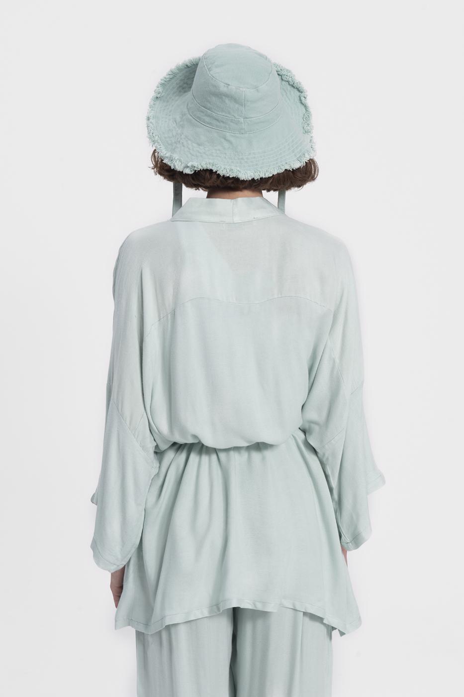 Bayan Yeşil Kısa Kimono