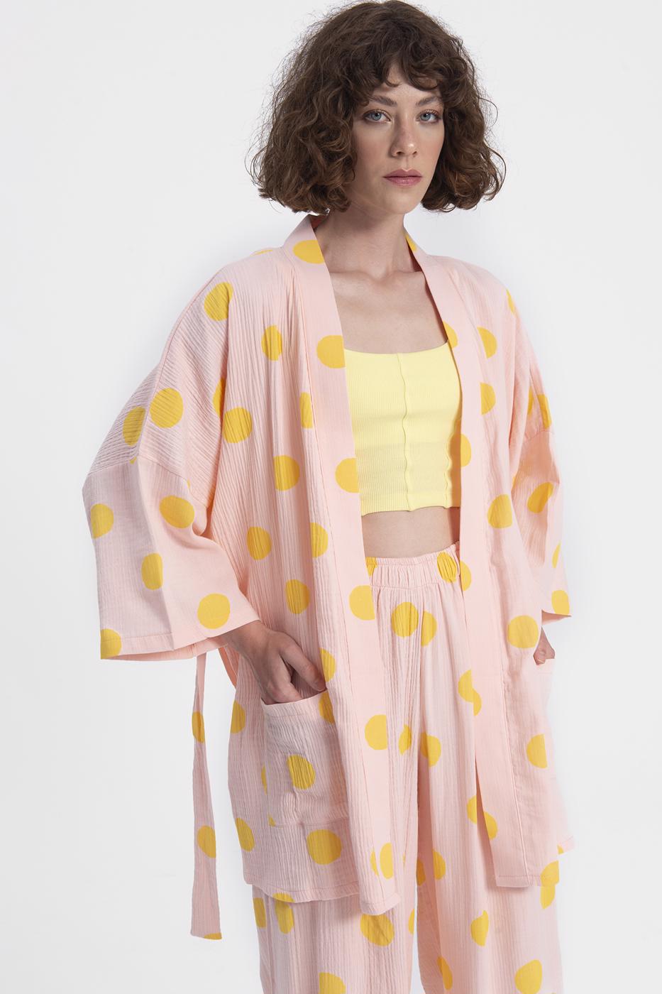 Bayan Pembe Kısa Kimono