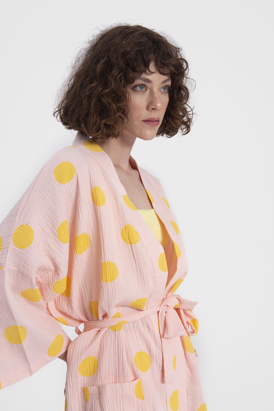 Bayan Pembe Kısa Kimono