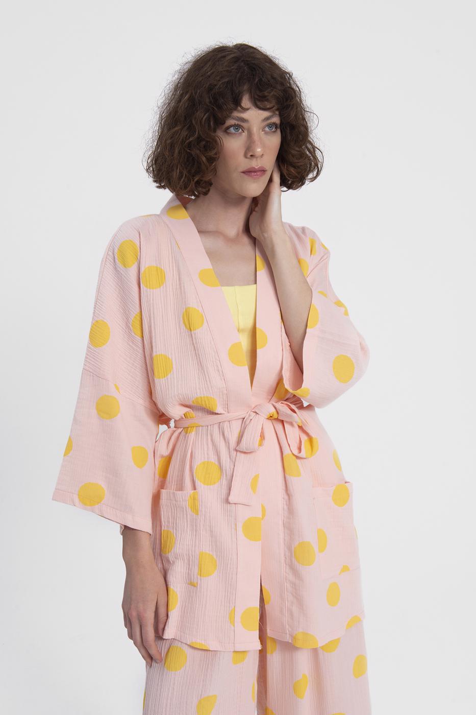 Bayan Pembe Kısa Kimono