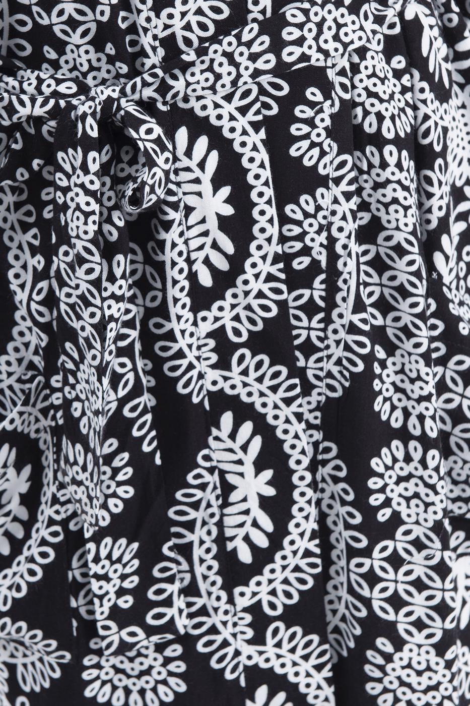 Bayan Siyah Desenli Kısa Kimono