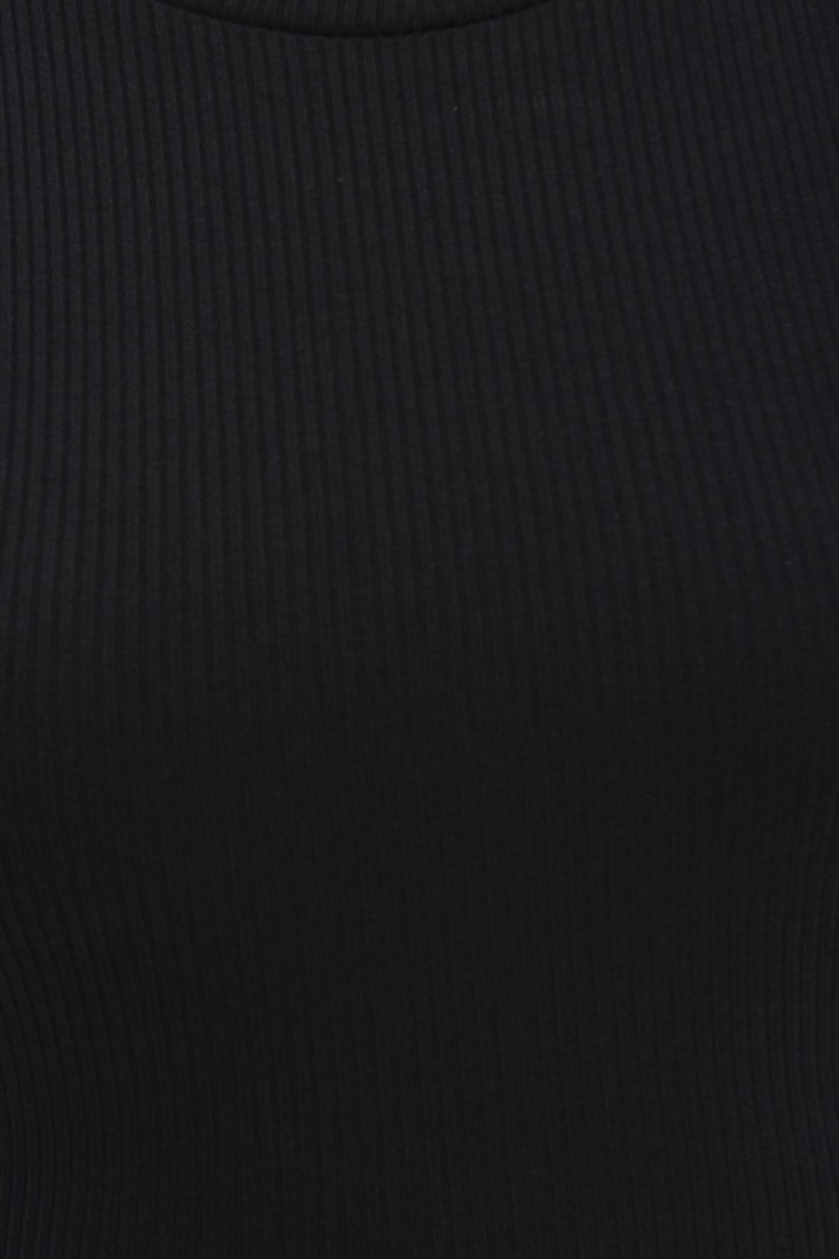 Bayan Siyah Bel Pencereli Mini Kalem Elbise