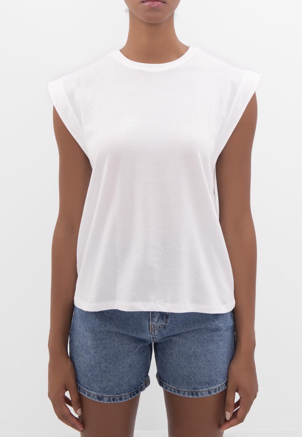 Bayan Ekru Düşük Omuzlu Basic Tshirt