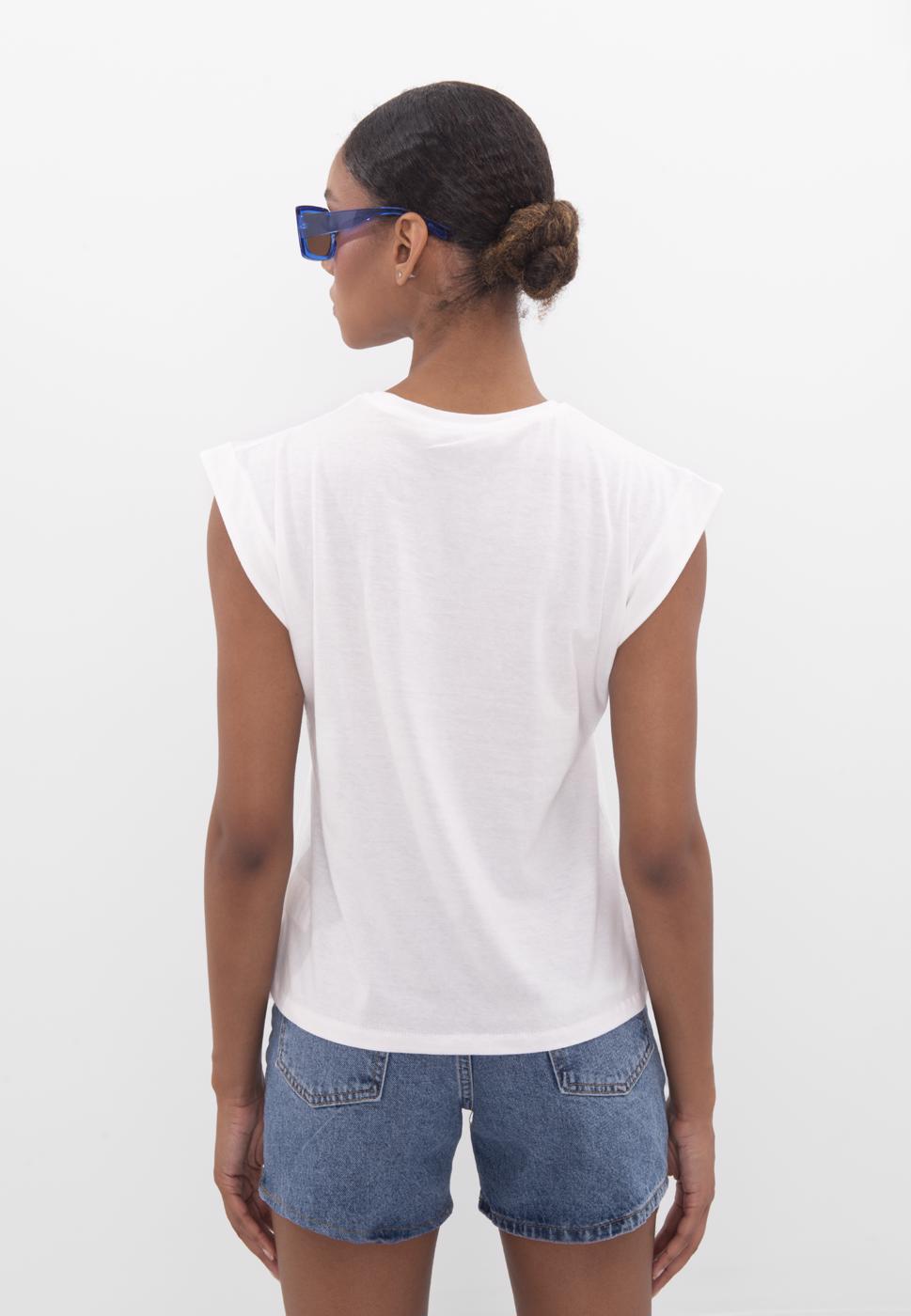 Bayan Ekru Düşük Omuzlu Basic Tshirt