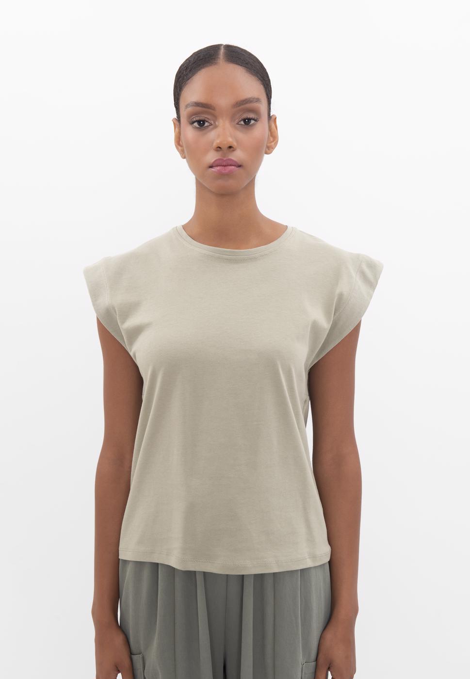 Bayan Haki Düşük Omuzlu Basic Tshirt