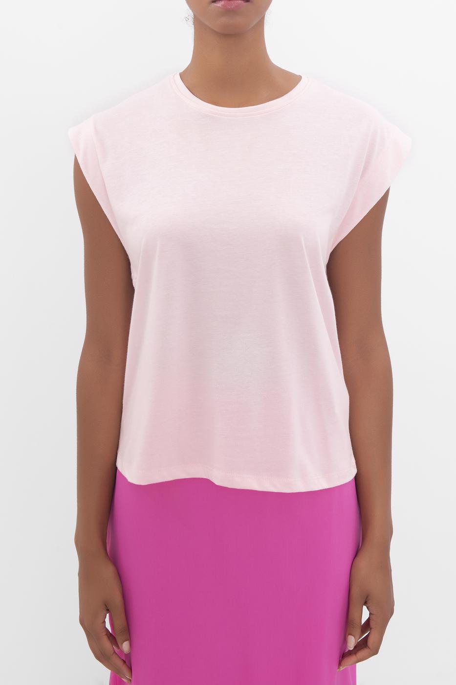 Bayan Pembe Düşük Omuzlu Basic Tshirt
