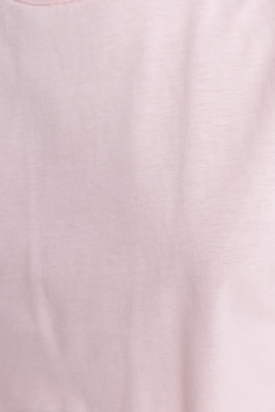 Bayan Pembe Düşük Omuzlu Basic Crop Tshirt
