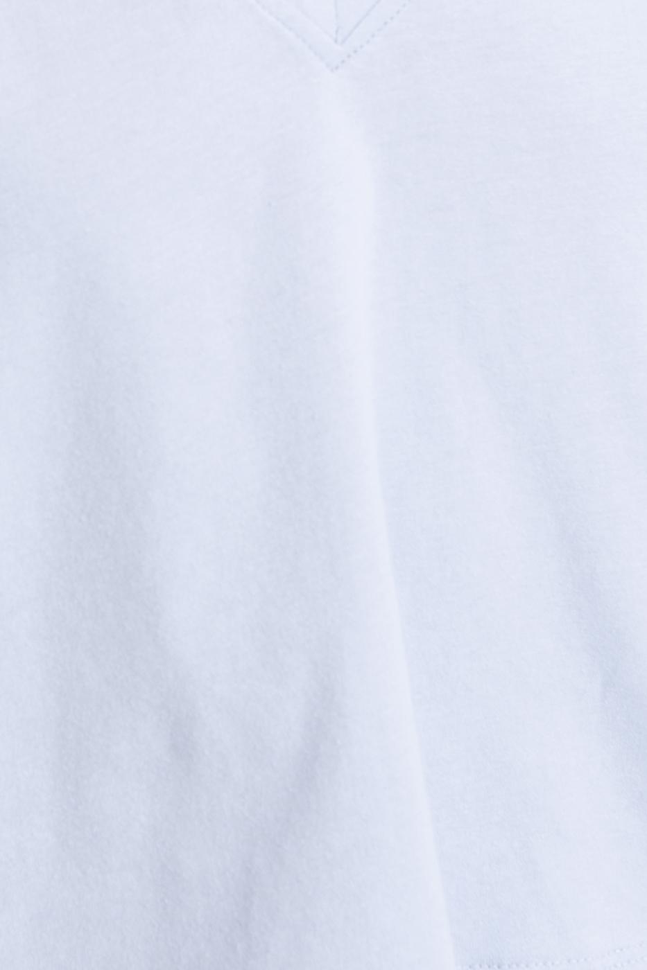 Bayan Mavi V Yaka Kısa Kollu Crop Tshirt