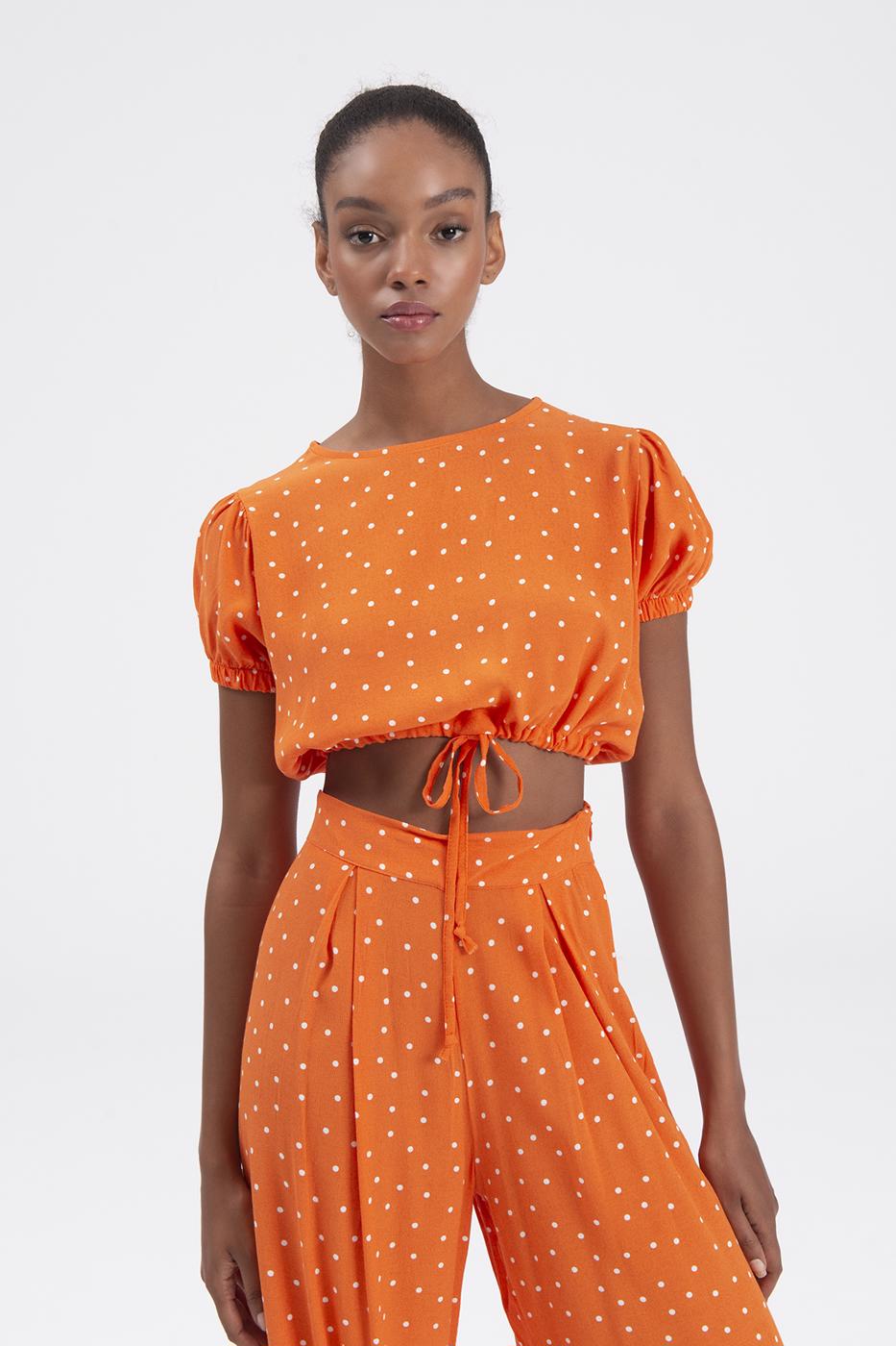 Bayan Oranj Crop Bluz