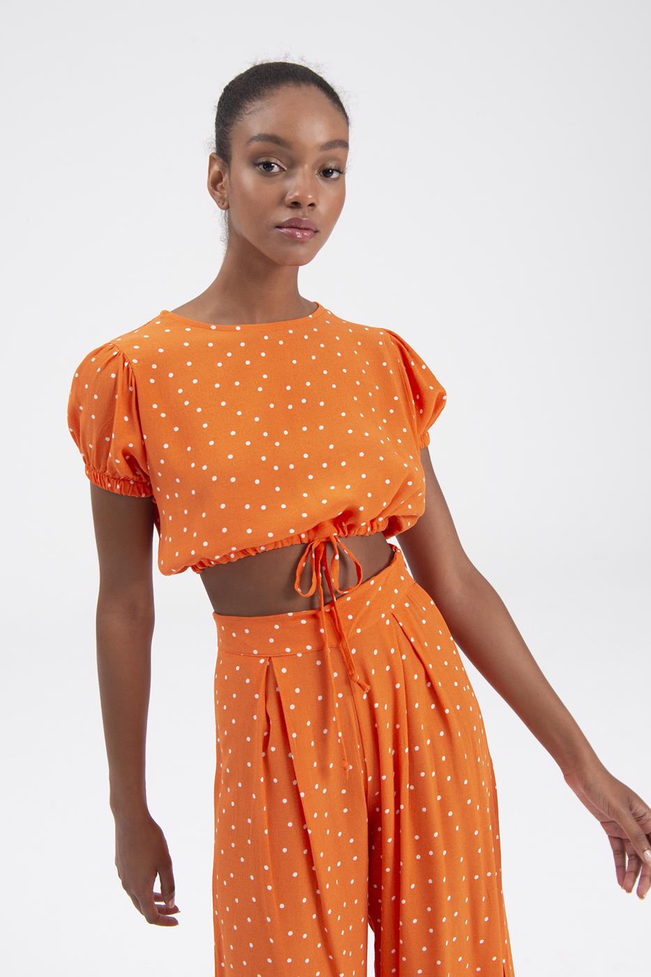 Bayan Oranj Crop Bluz
