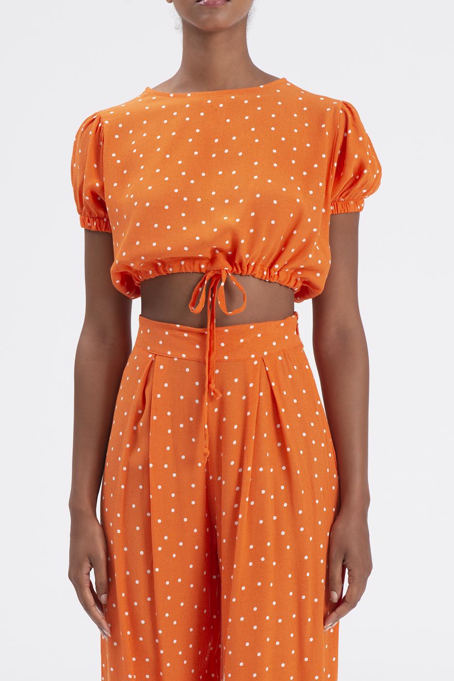 Bayan Oranj Crop Bluz