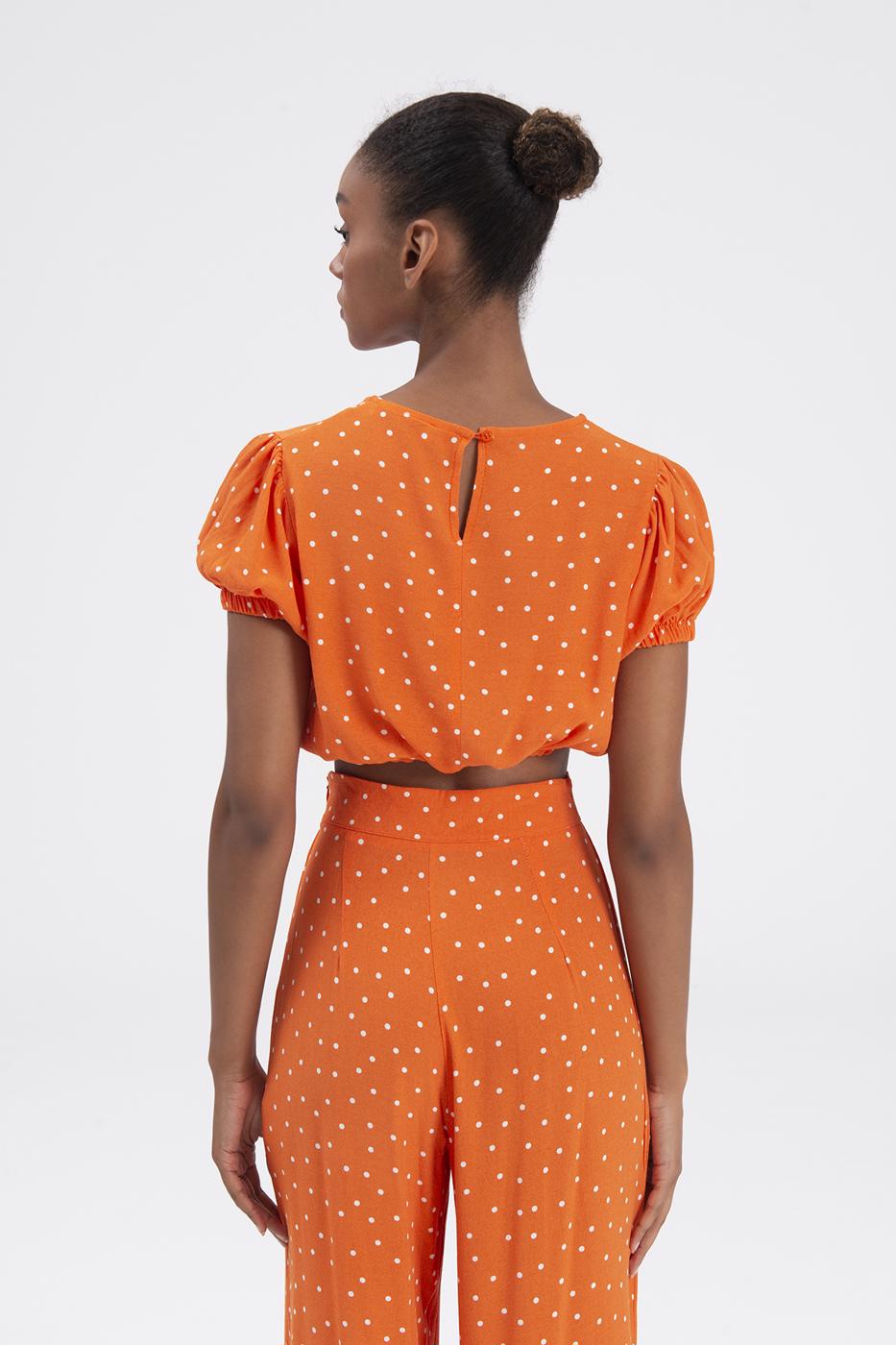 Bayan Oranj Crop Bluz
