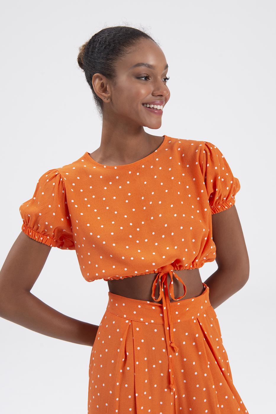 Bayan Oranj Crop Bluz