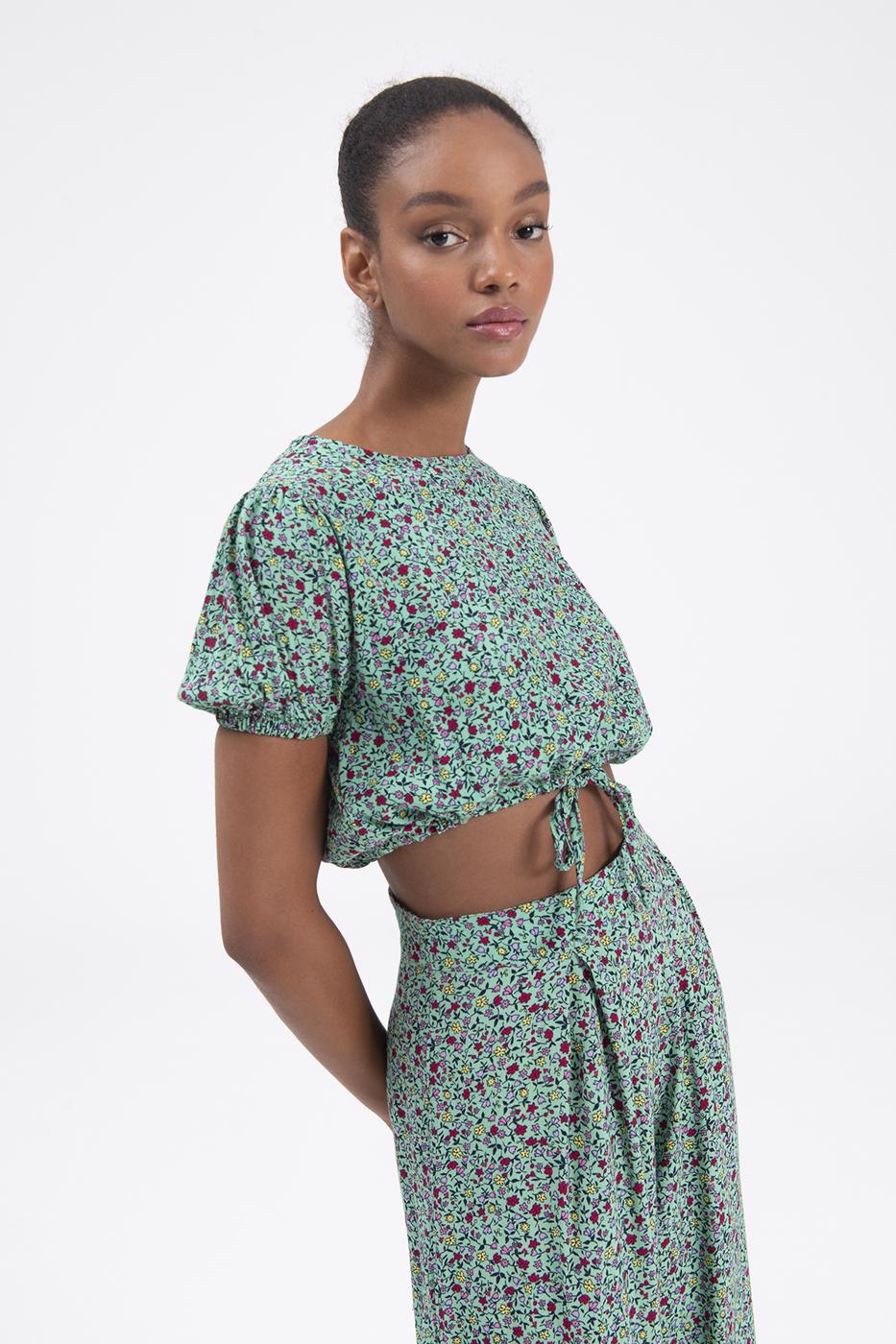 Bayan Yeşil Crop Bluz
