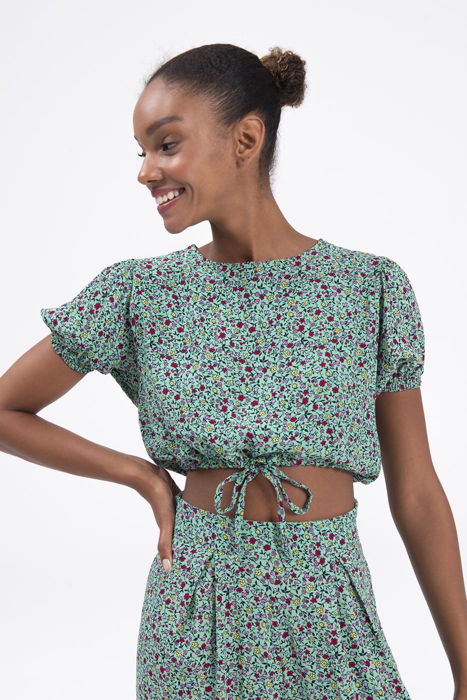 Bayan Yeşil Crop Bluz