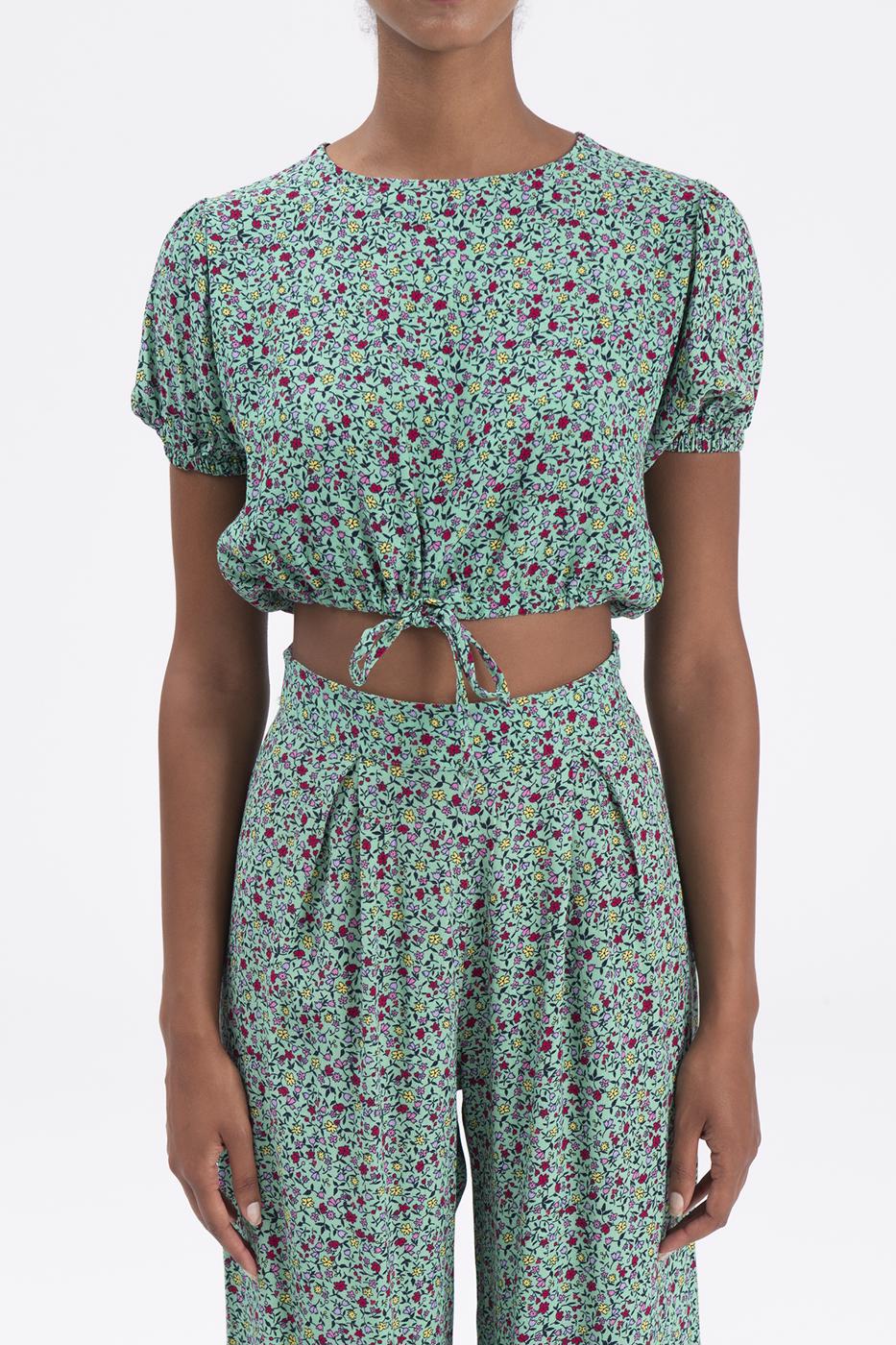 Bayan Yeşil Crop Bluz