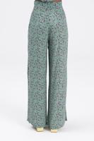 Bayan Yeşil Paça Yırtmaç Detaylı Bol Pantolon